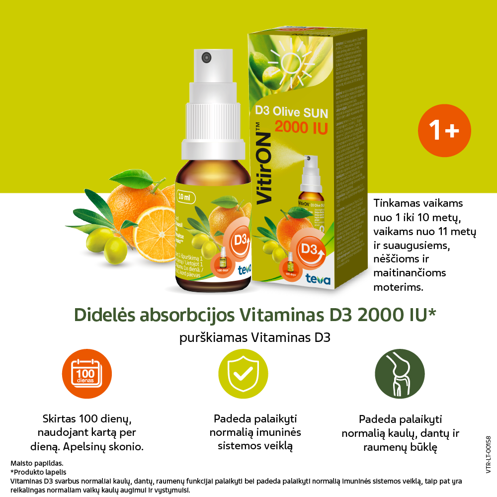 VitirON D3 Olive Sun 2000IU purškalas 10 ml