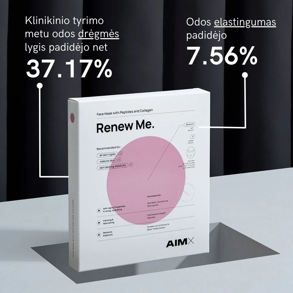 AIMX greito poveikio „Anti-aging“ veido kaukė su peptidais ir kolagenu RENEW ME 25 ml