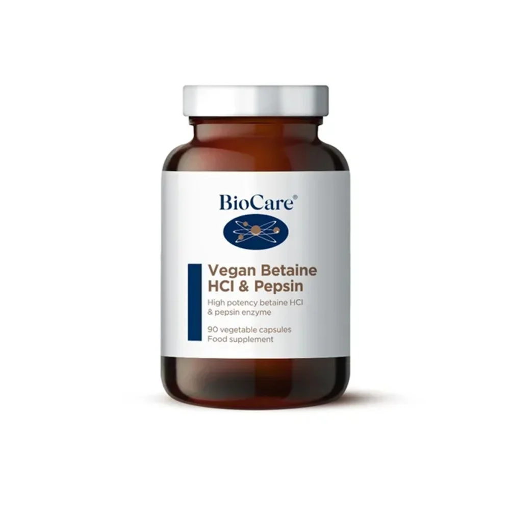 BIOCARE Betaino hidrochlorido ir Pepsino fermentai, kapsulės, N90