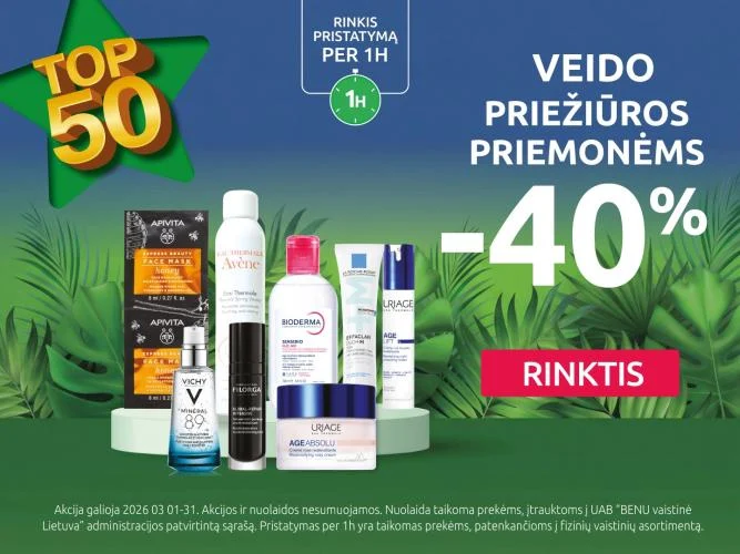 202603 TOP 50 veido priežiūros priemonėms  40% carousel 