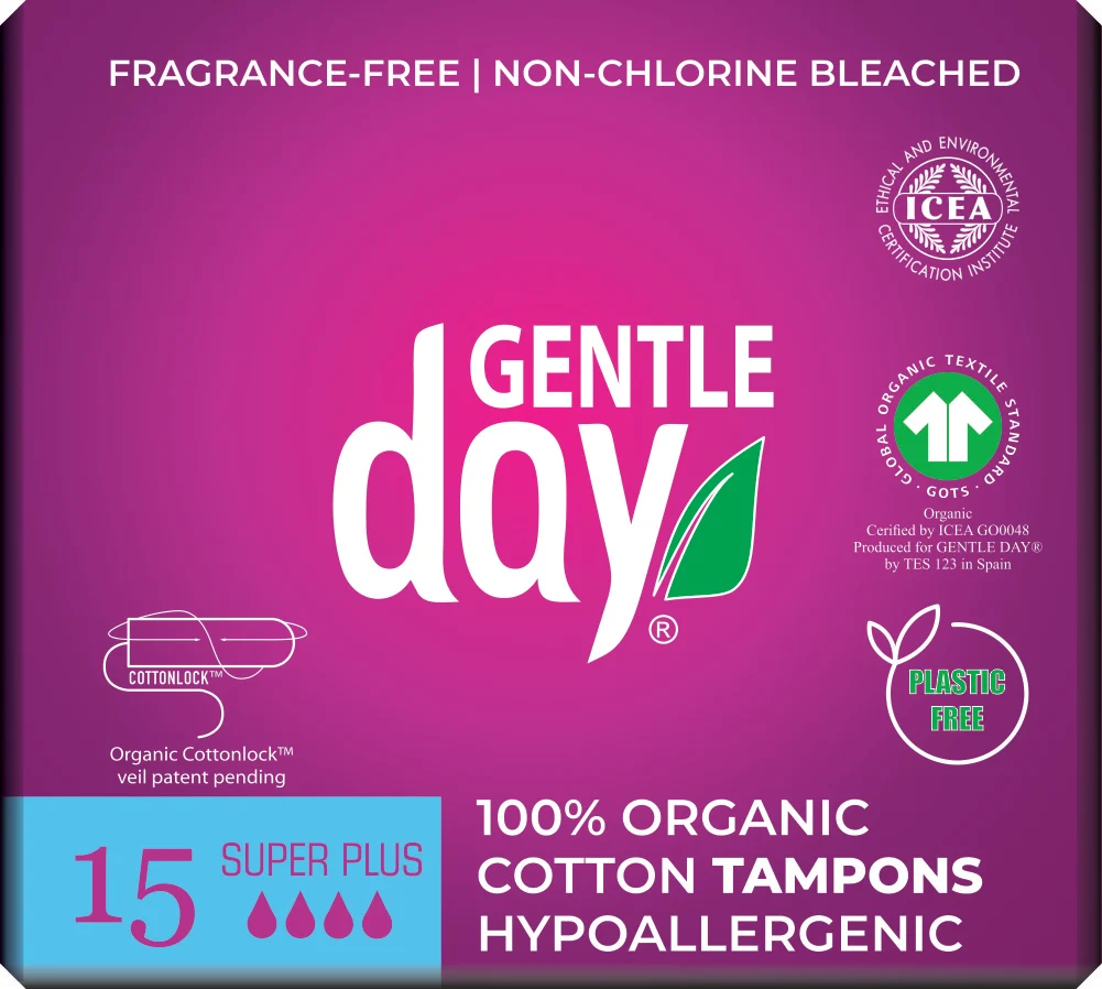 GENTLE DAY Super Plius ekologiškos medvilnės tamponai N15