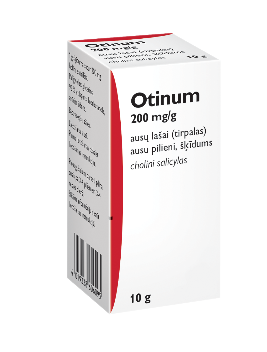 Otinum 200 mg/g ausų lašai, tirpalas 10 ml