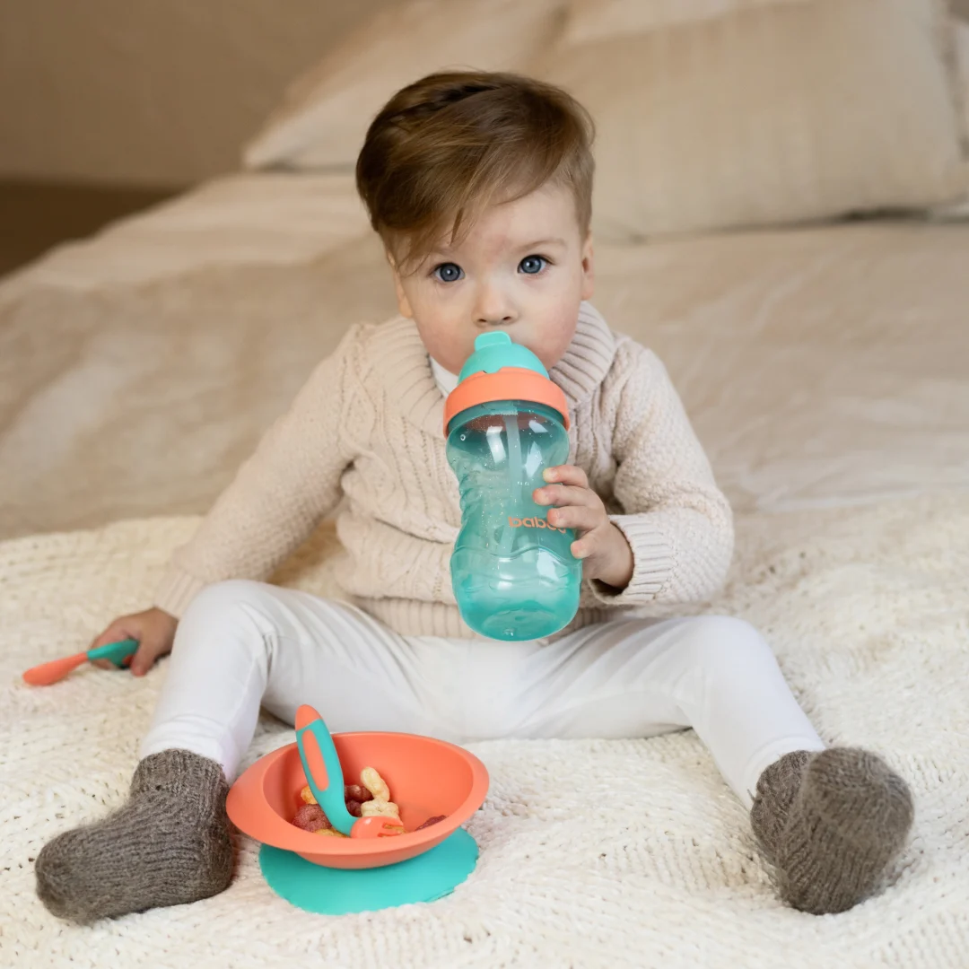Baboo gertuvė su silikoniniu šiaudeliu, 360ml, 9+ mėn, žalia