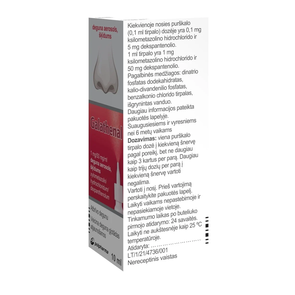 GALATHENAL 1 mg/50 mg/ml nosies purškalas (tirpalas)