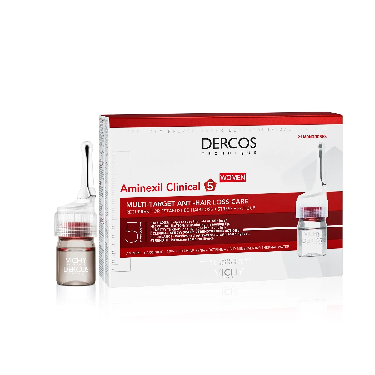 VICHY ampulės nuo plaukų slinkimo moterims AMINEXIL PRO 6 ml, N21