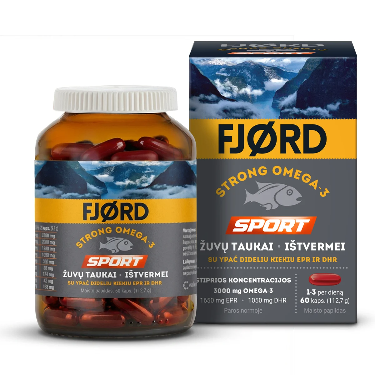 FJORD STRONG OMEGA-3 SPORT žuvų taukai, N60