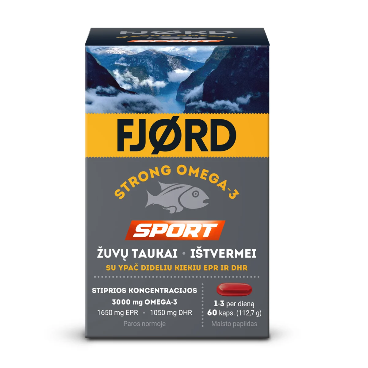 FJORD STRONG OMEGA-3 SPORT žuvų taukai, N60