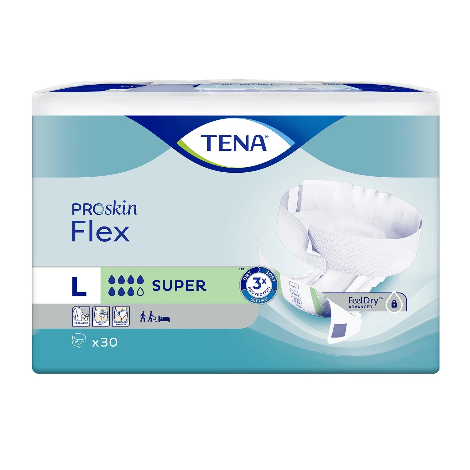TENA Flex Super Juostinės sauskelnės šlapimo nelaikymui, L, 30 vnt.