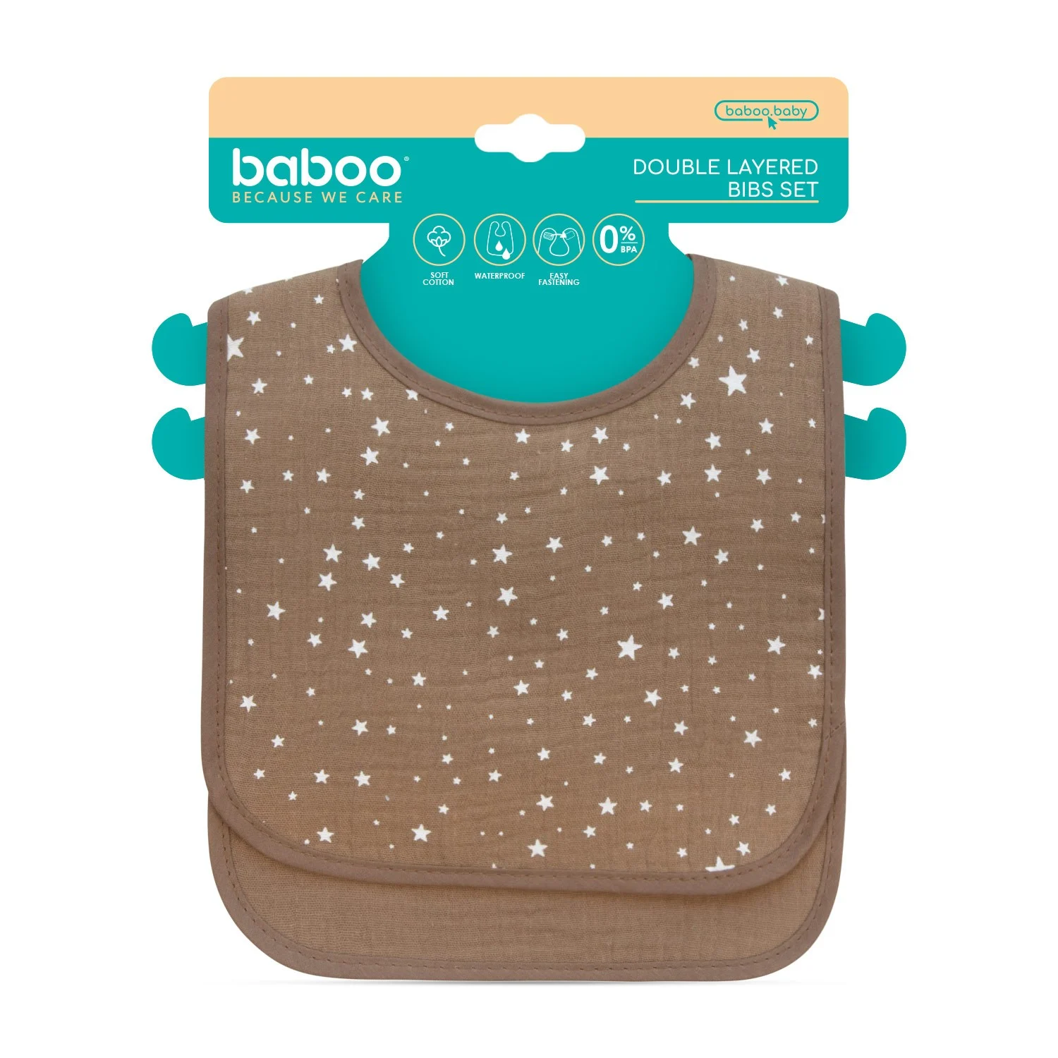 BABOO dvigubas seilinukas, 0+ mėn, 2 vnt, Au Naturale
