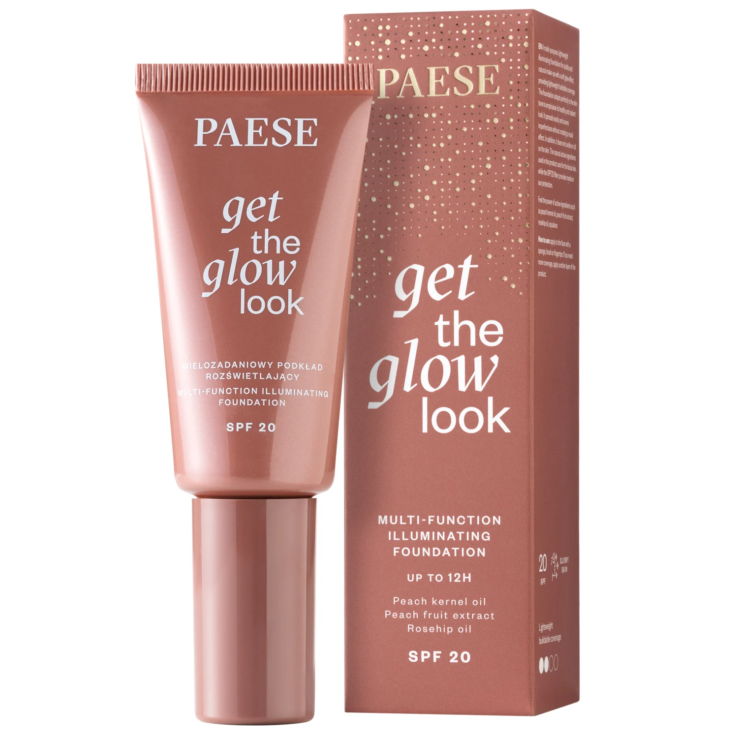 PAESE "GET THE GLOW LOOK" Daugiafunkcinis švytėjimą suteikiantis makiažo pagrindas (4W MEDIUM BEIGE)
