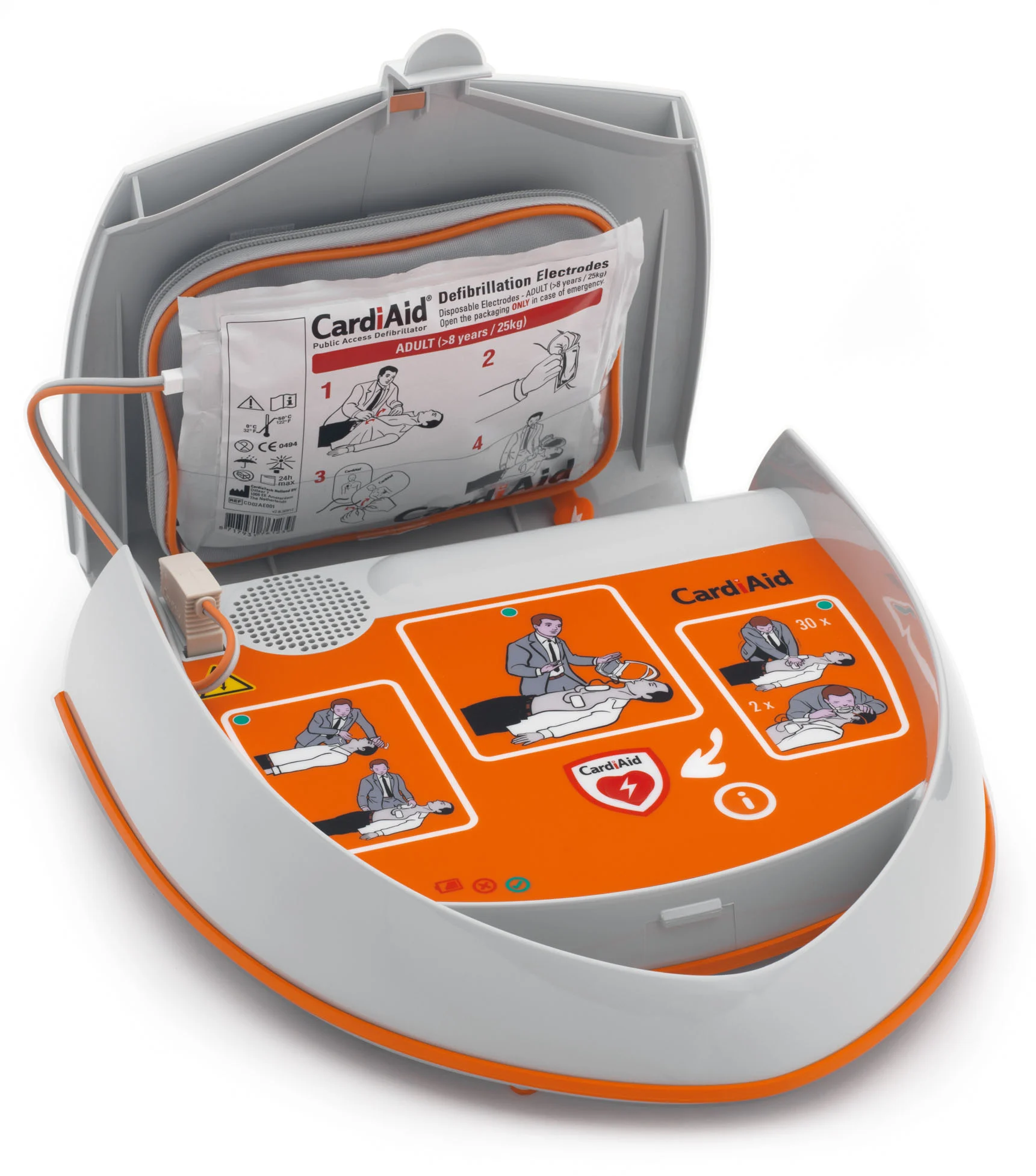 CARDIAID pusiau automatinis defibriliatorius su krepšiu bei pirmosios pagalbos rinkiniu, LT kalba N1