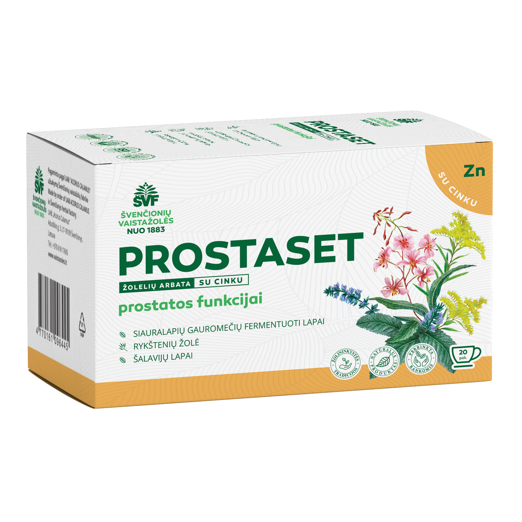 ŠVENČIONIŲ VAISTAŽOLĖS prostatai PROSTASET, žolelių arbata, 1,5 g x 20 vnt.