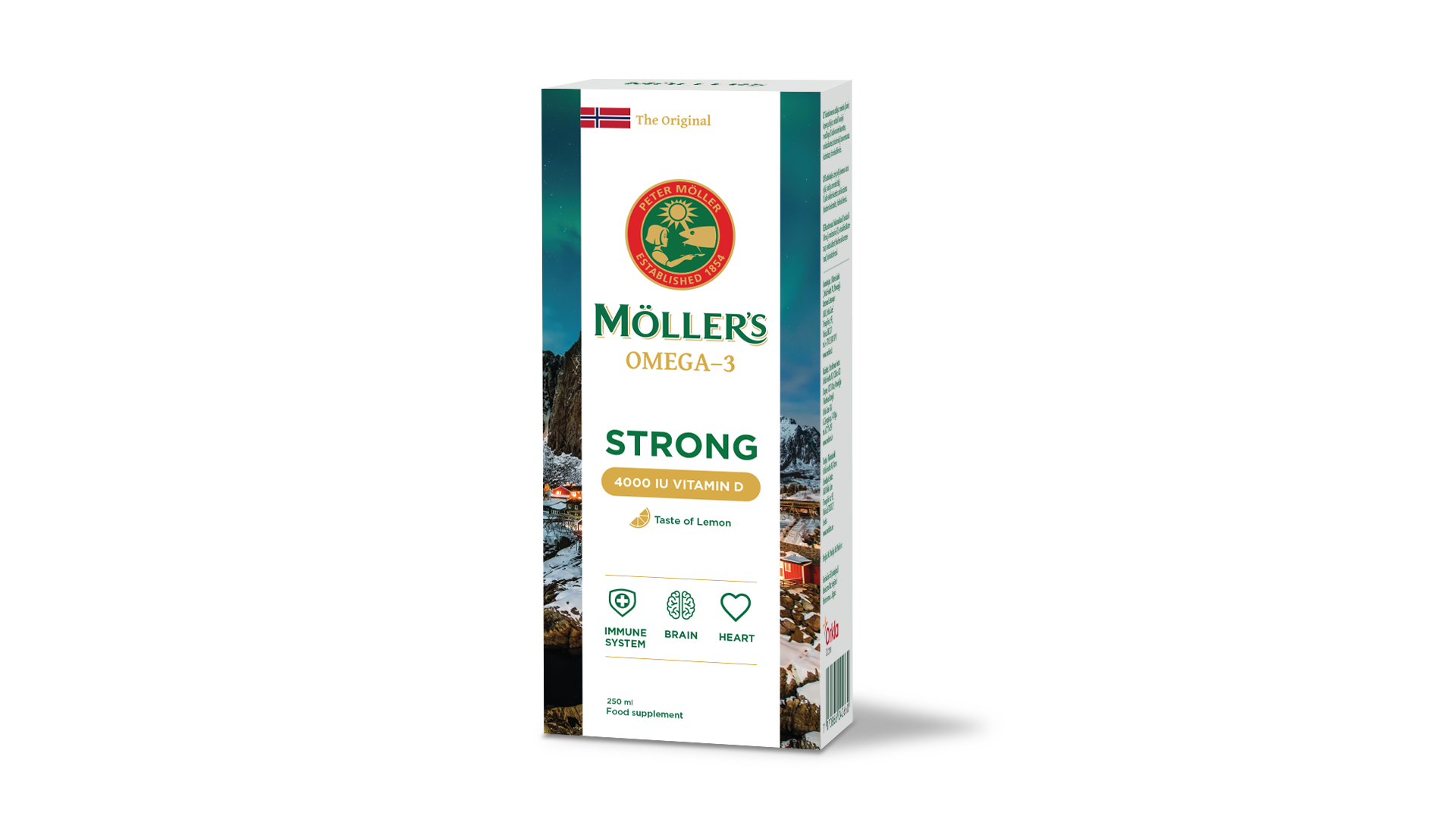 MOLLER Strong Vitamin D žuvų taukai, citrinų skonio, 250 ml