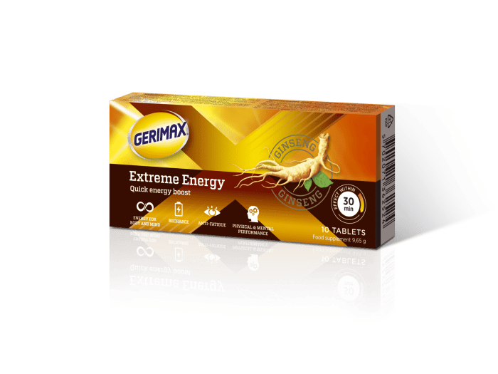 GERIMAX tabletės EXTREME ENERGY N10