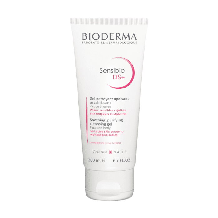 BIODERMA raminantis gelinis prausiklis jautriai odai, linkusiai į paraudimą ir pleiskanojimą SENSIBIO DS+, 200 ml