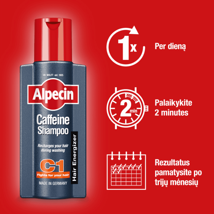 ALPECIN šampūnas nuo plaukų slinkimo su kofeinu 250 ml