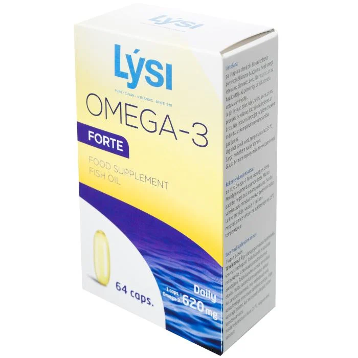 LYSI OMEGA-3 FORTE žuvų taukų minkštosios kapsulės N64