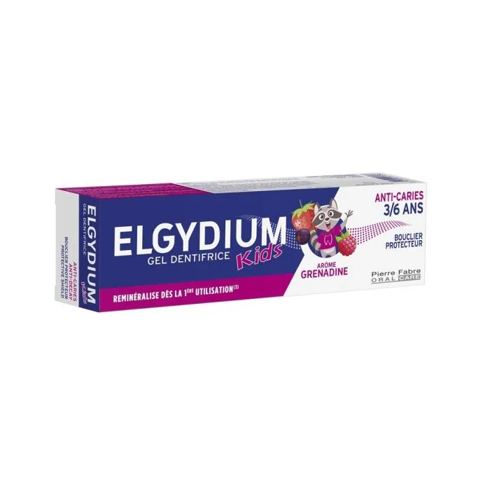 ELGYDIUM dantų pasta gelis vaikams KIDS Red Berries ėduonies kontrolei, uogų skonio, 3-6 m., 50ml