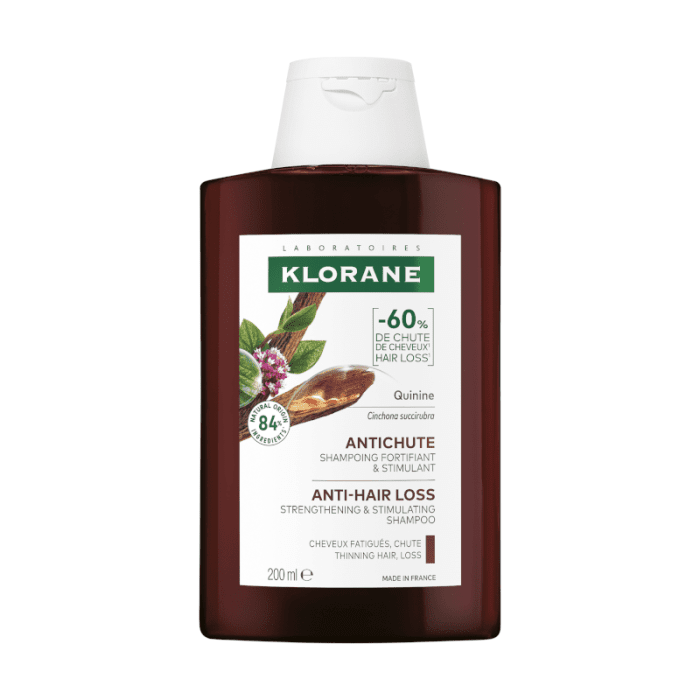 KLORANE šampūnas slenkantiems plaukams su chininu ir vitaminu B Quinine 200 ml