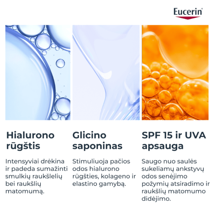 EUCERIN Hyaluron-Filler +3x Effect dieninis veido kremas SPF 30 visų tipų odai su hialurono rūgštimi, 50 ml