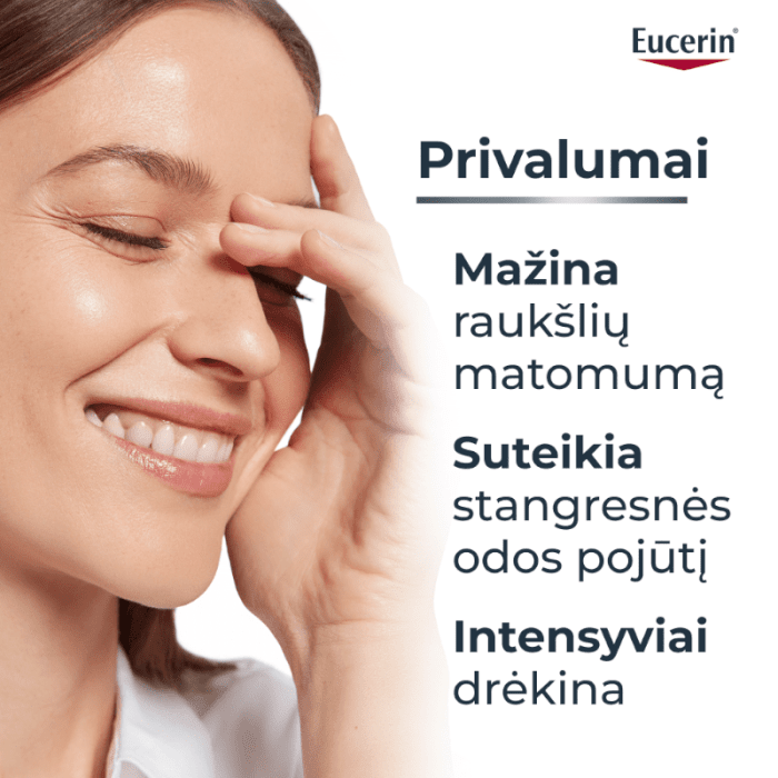 EUCERIN Hyaluron-Filler +3x Effect dieninis veido kremas SPF 30 visų tipų odai su hialurono rūgštimi, 50 ml