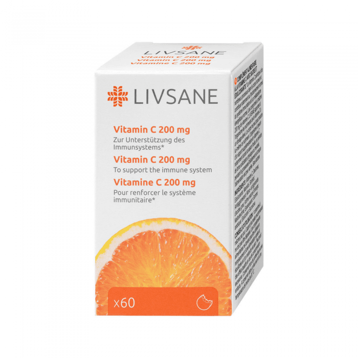 LIVSANE 200 mg Vitaminas C kramtomosios tabletės N60