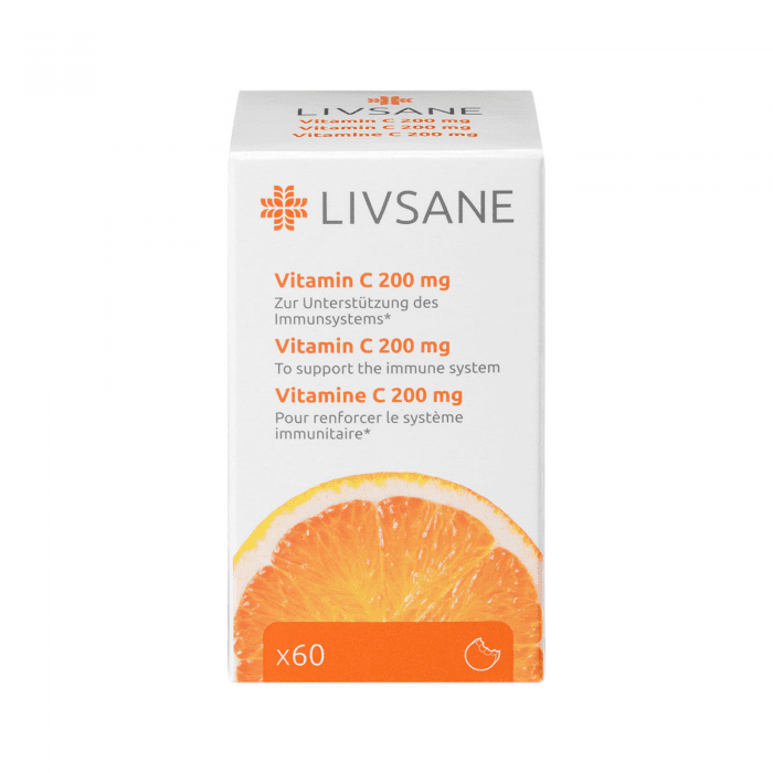 LIVSANE 200 mg Vitaminas C kramtomosios tabletės N60