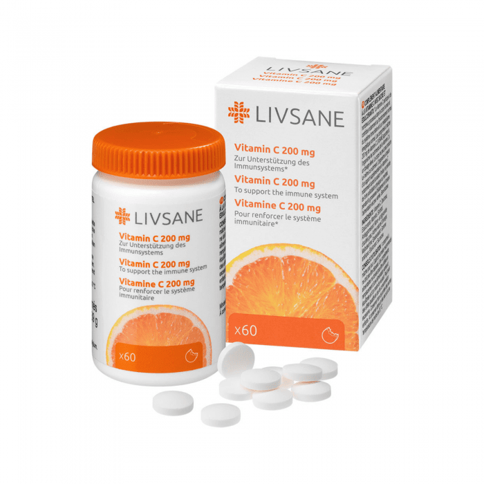 LIVSANE 200 mg Vitaminas C kramtomosios tabletės N60