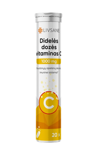 LIVSANE 1000 mg Vitamino C šnypščiosios tabletės N20