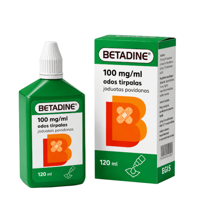 Betadine 100 mg/ml odos tirpalas 120 ml