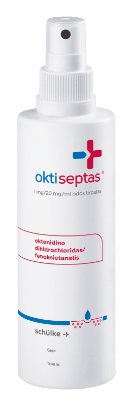 Oktiseptas 1 mg/20 mg/ml odos tirpalas 250 ml