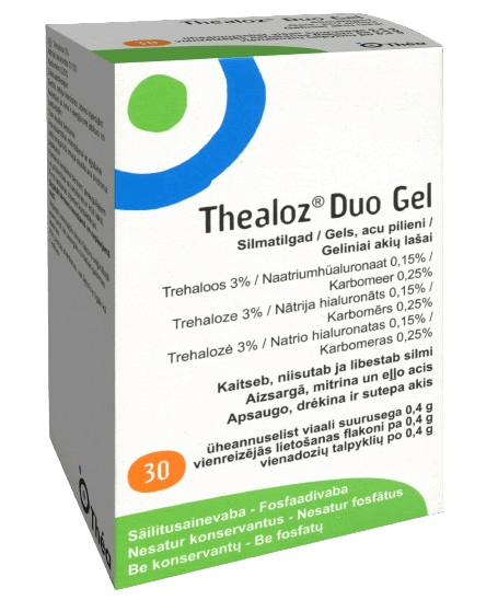 THEA THEALOZ DUO geliniai akių lašai 0,4 g, N30