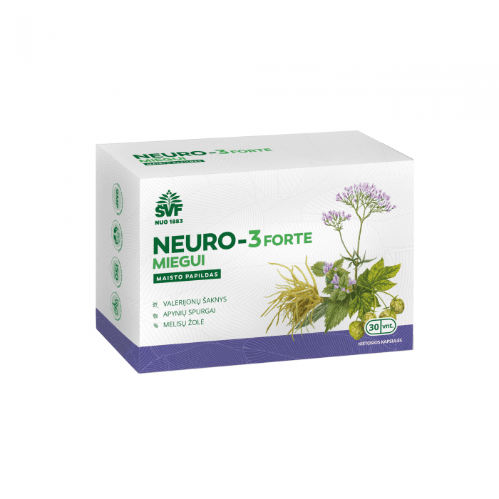 ŠVENČIONIŲ VAISTAŽOLĖS miegui NEURO-3 FORTE, 30 kaps.