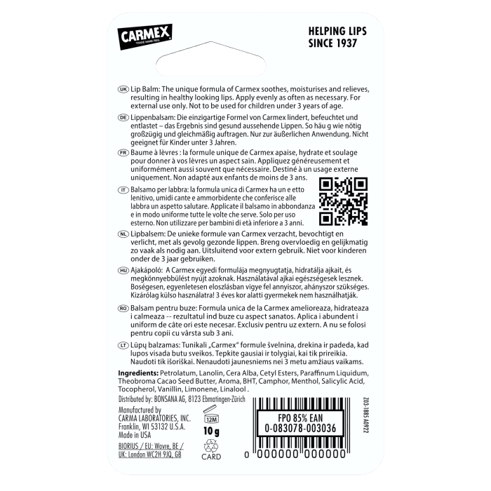 CARMEX lūpų balzamas Tube Classic 10 g