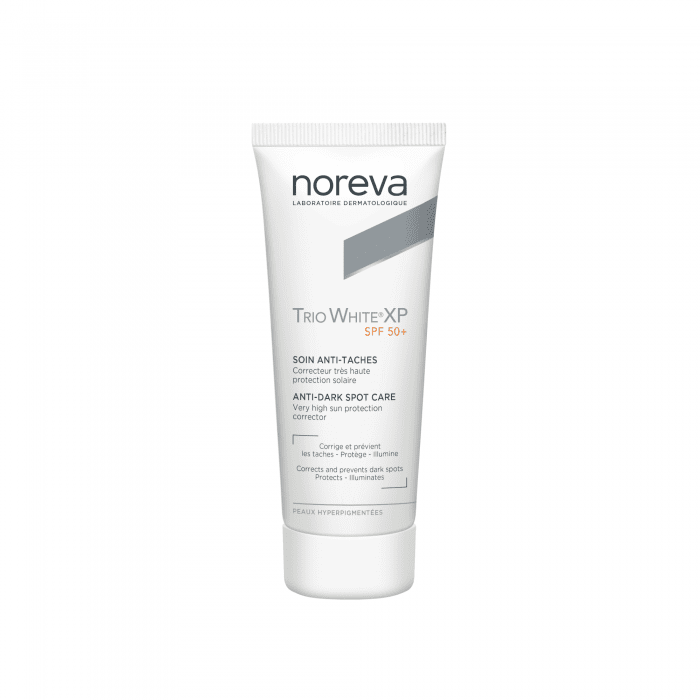 NOREVA pigmentines dėmes šalinantis apsauginis kremas nuo saulės TRIO WHITE XP, SPF 50+, 40 ml