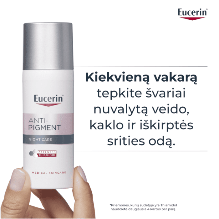 EUCERIN Anti-Pigment naktinis kremas į pigmentaciją linkusiai odai, 50 ml