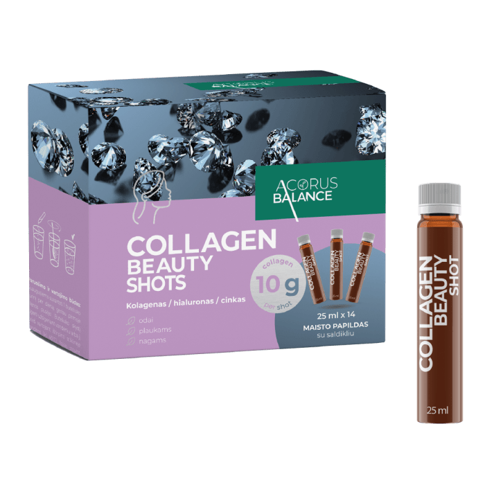 ACORUS BALANCE kolagenas odai, plaukams, nagams COLLAGEN BEAUTY SHOTS, 14 vnt. x 25 ml