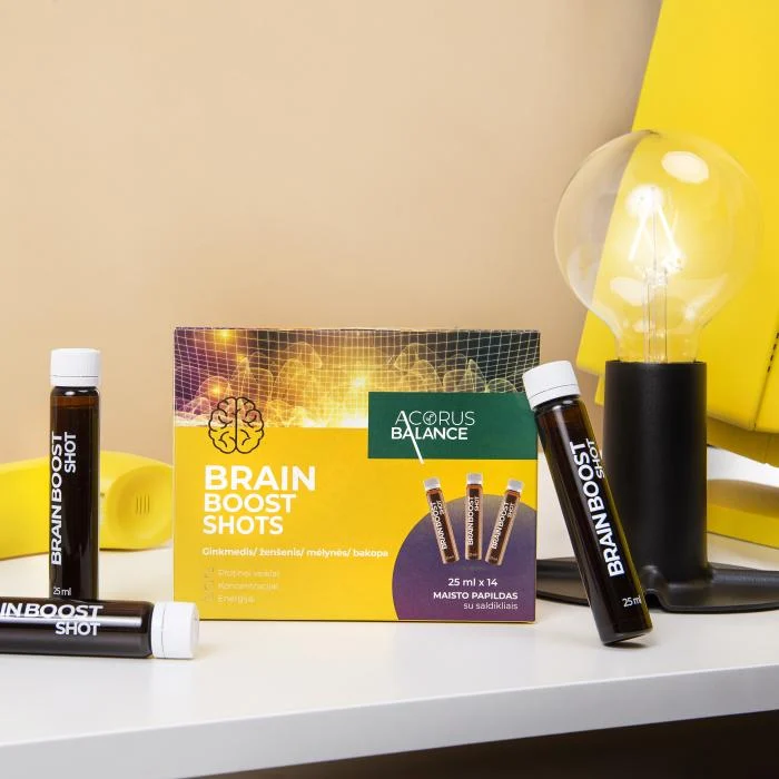 ACORUS BALANCE maisto papildas protinei veiklai BRAIN BOOST SHOTS, 14 vnt. x 25 ml
