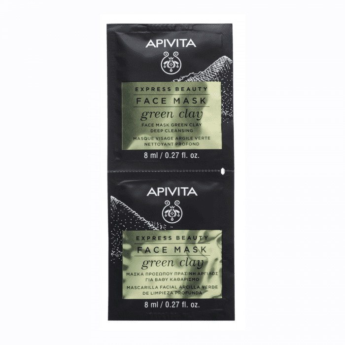 APIVITA valomoji veido kaukė su žaliuoju moliu EXPRESS BEAUTY 2 x 8 ml