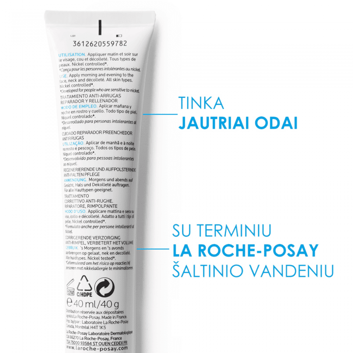 LA ROCHE-POSAY kremas nuo raukšlių su hialuronu HYALU B5, 40 ml
