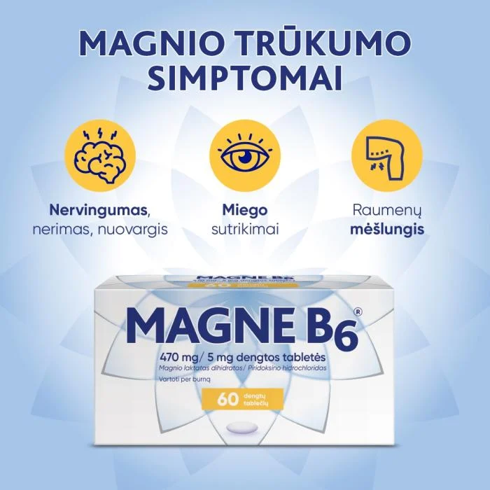 MAGNE B6 470 mg/5 mg dengtos tabletės N60