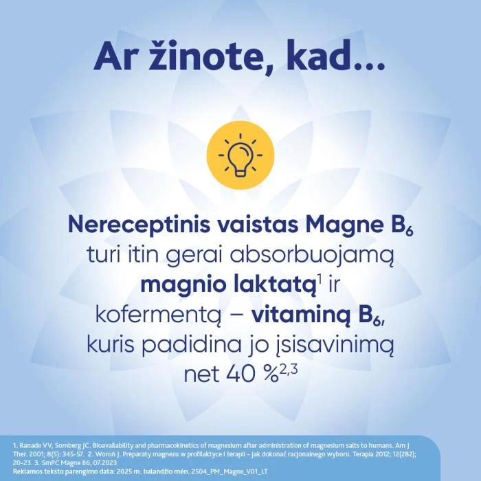 MAGNE B6 470 mg/5 mg dengtos tabletės N60