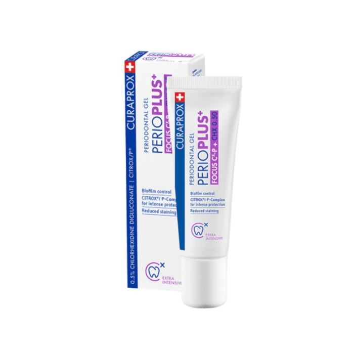 CURAPROX antibakterinis gelis su 0.50% chlorheksidino ir hialurono rūgštimi Perio Plus+ Focus 10 ml