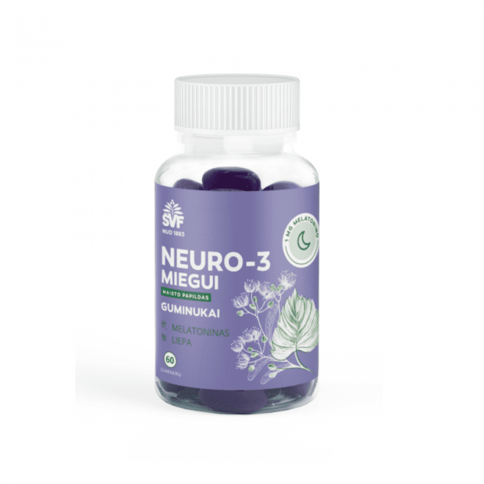 ŠVENČIONIŲ VAISTAŽOLĖS su melatoninu NEURO-3 MIEGUI, 60 guminukų