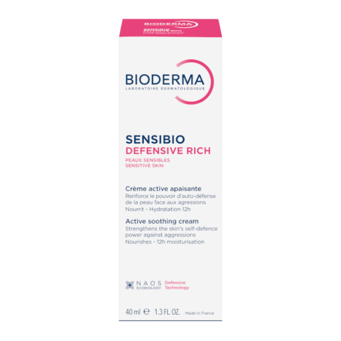 BIODERMA raminamasis, drėkinamasis kremas, stiprinantis jautrios odos natūralią apsisaugojimo nuo išorinių agresijų funkciją SENSIBIO DEFENSIVE RICH, 40 ml