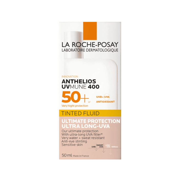 LA ROCHE-POSAY ANTHELIOS, apsauginis veido fluidas su atspalviu, SP50+, 50 ml