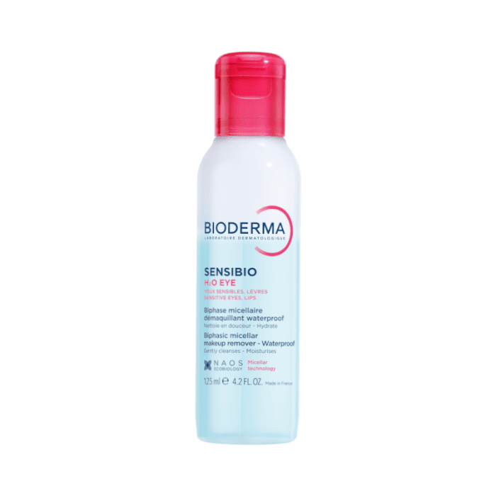 BIODERMA dvifazis micelinis makiažo valiklis jautriai odai Sensibio H2O eye, 125 ml