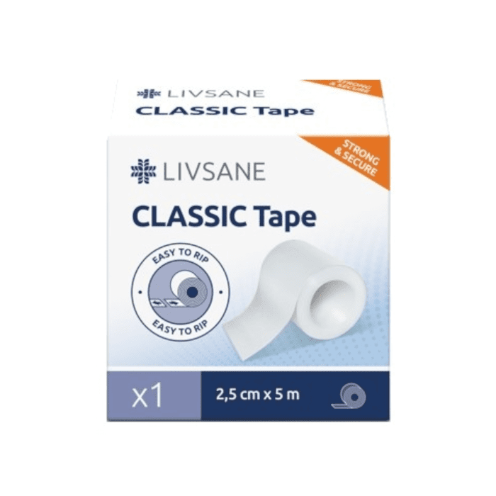 LIVSANE pleistras ritėje 2,5 cm x 5 m