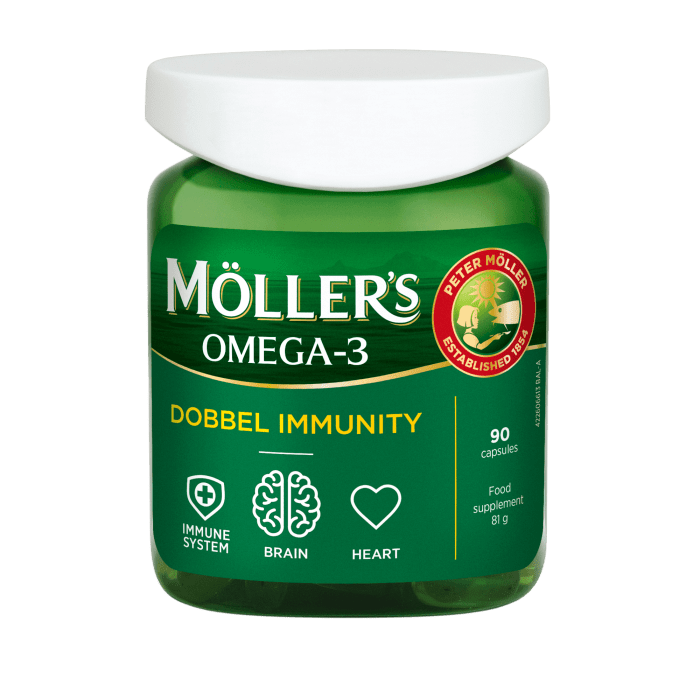 MOLLERS OMEGA-3 Dobbel Immunity kapsulės, N90 