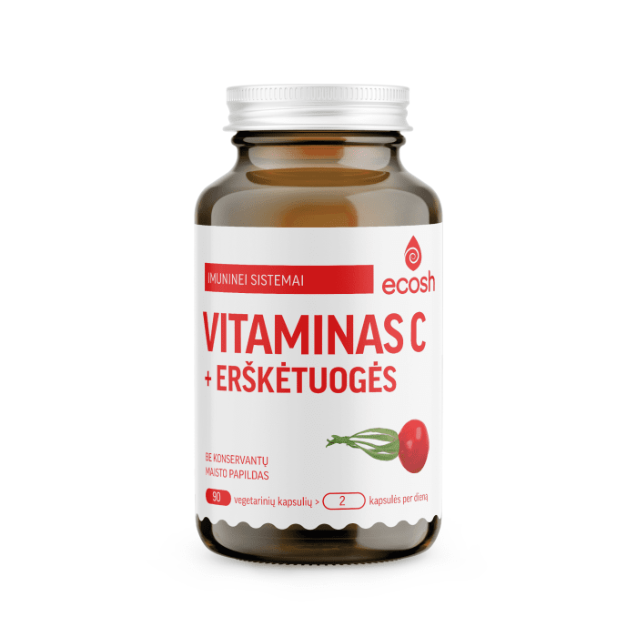 ECOSH vitaminas C su erškėtuogėmis, kapsulės, N90
